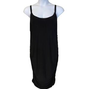 Haley & June Black Ruched Slinky Y2K Strappy Midi Dress Sz 2X LBD